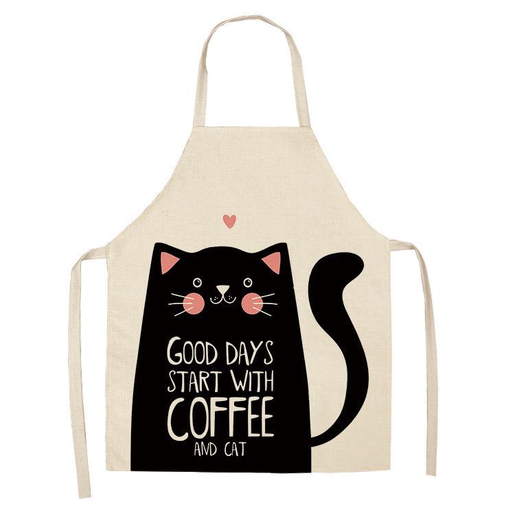 Nordic Cat Linen-Like Sleeveless Kitchen Apron