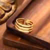 Thumb Ring Geometric Lines Shape Adjustable Opening Design Finger Ring Stainless Steel Finger Band Versatile Jewelry