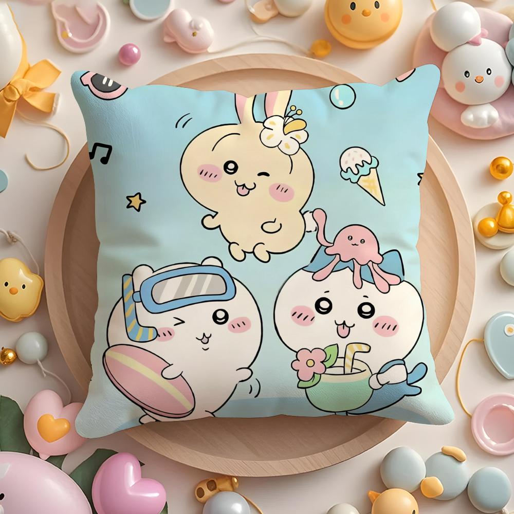 Cute Chiikawa Pillow Case Short Plush Double-Sided Printing Home Machine Washable In Warm Winter Cushion Cover