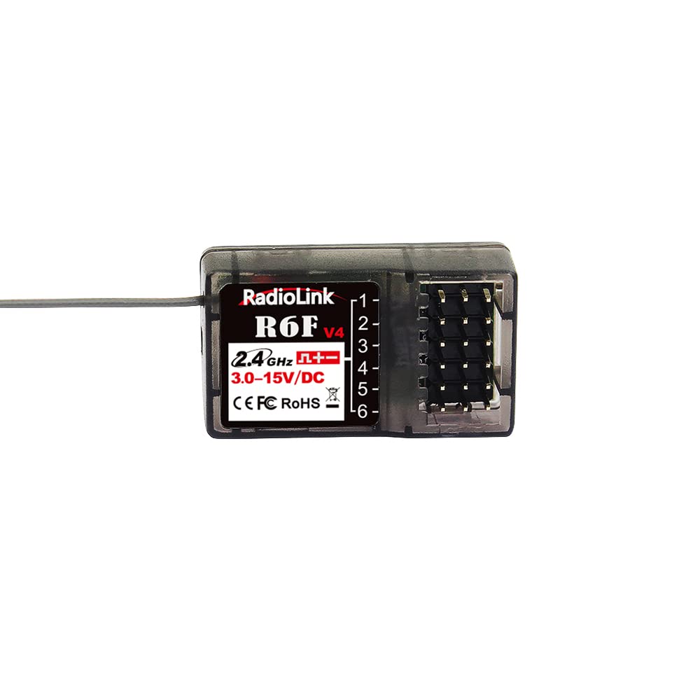 RadioLink R6F Receiver Approval Seal RSSI Radio Maximum 400M on Receiver for RadioLink Transmitters for RC Cars RC6GS Radio Control Remote Control