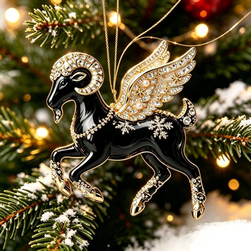 Christmas Tree Hanging Ornament Chinese Zodiac Goat Acrylic Pendant for Home Winter Holiday New Year Party Decor Gift
