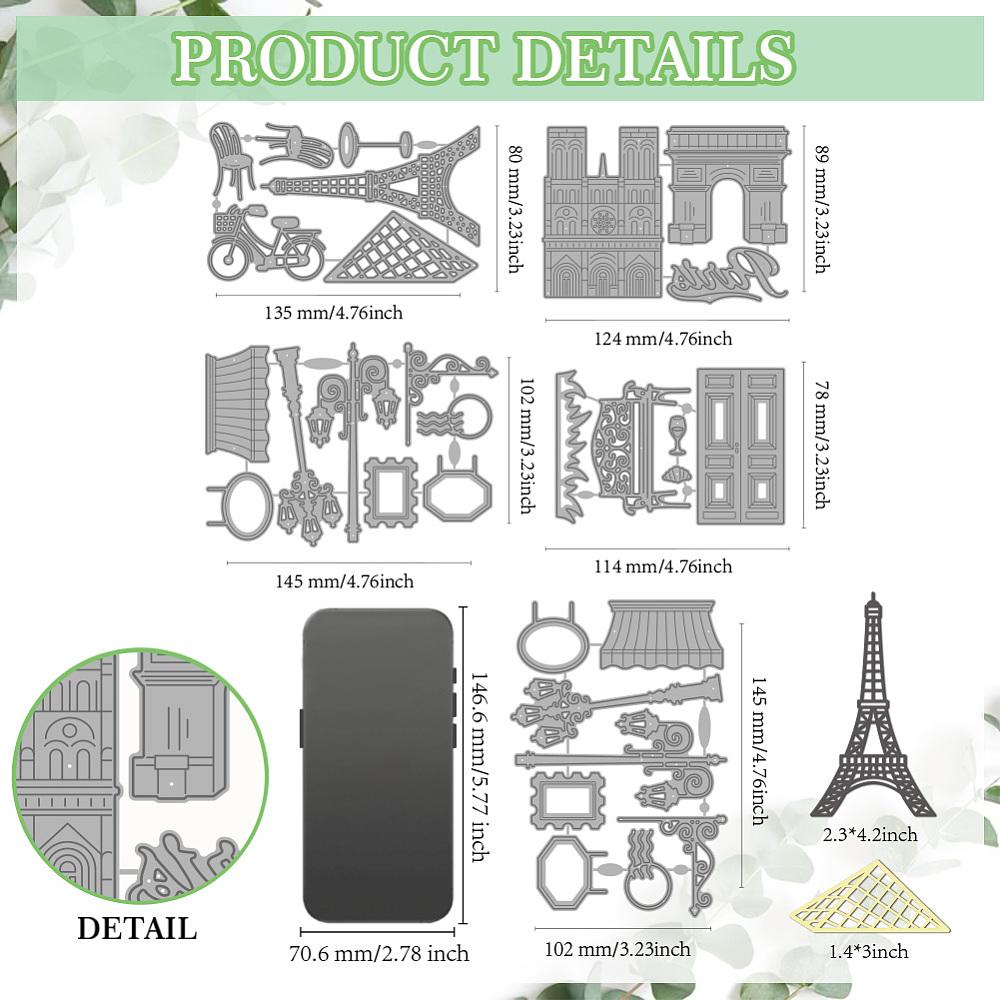 France Theme Carbon Steel Cutting Dies Stencils for DIY Scrapbooking Photo Album Decorative Embossing Paper Card Mixed Shapes