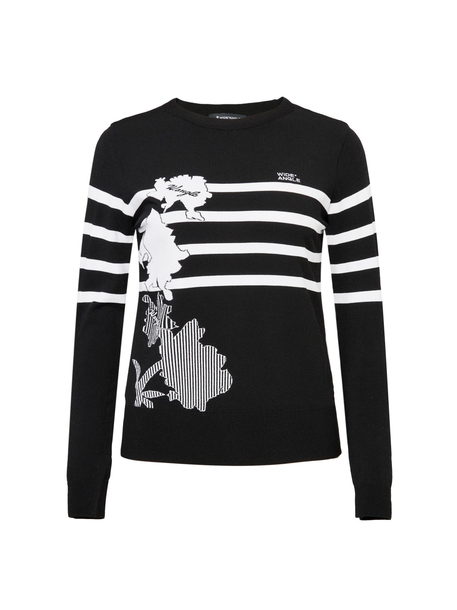 Wide Angle To Flower Intarsia Round Neck Sweater L_Black Black/02(85)