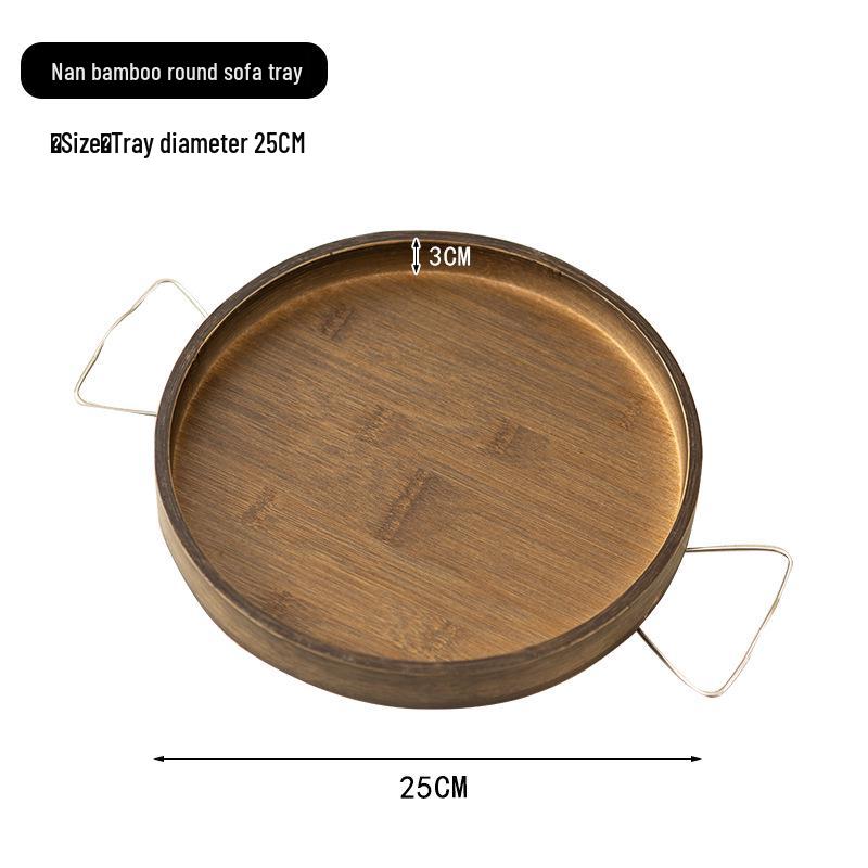 Customizable Natural Bamboo Sofa Armrest Tray - Round Tea & Snack Tray