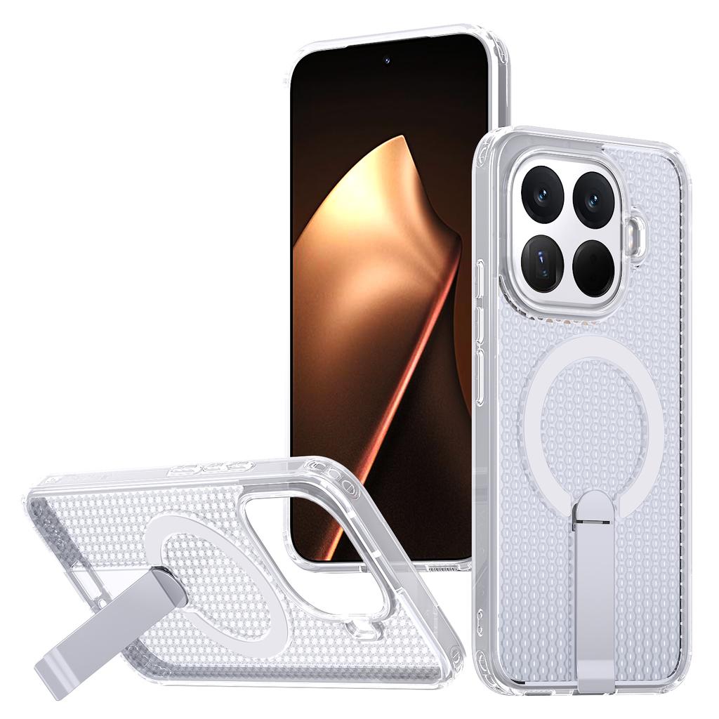 Magnetic Armor Phone Case For Xiaomi 15T Pro 14T 17 Pro 17Pro Max Hole Design Metal Bracket TPU Frame Acrylic Plastic Back Cover
