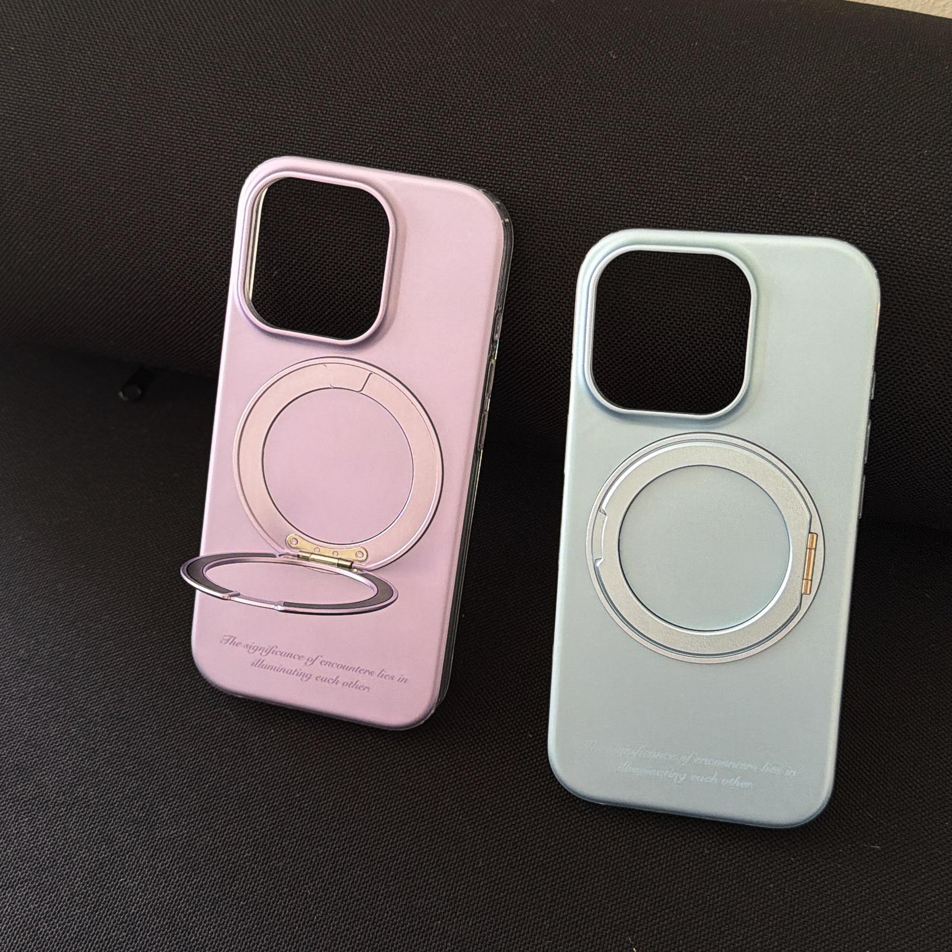 

iPhone 15 Pro Max Case: Electroplated, Solid Color, 360° Rotating Stand, Compatible with 16/17 PM. iPhone 17 рожевий