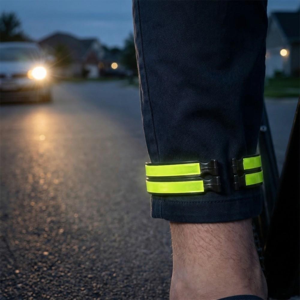 4PCS High Reflective Reflective Bike Trouser Clips  Reflective Riding Accessory