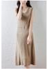 Autumn/Winter U-neck Waist-cinching Sleeveless 100% Pure Wool Vest Dress - Elegant, Fashionable, Slimming, Solid Color.