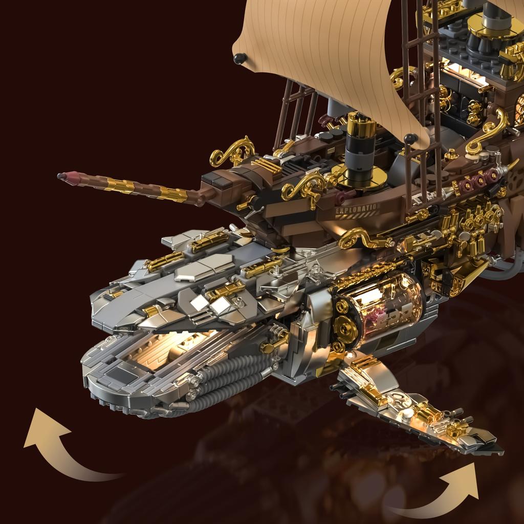 Superior-Grade Moc Premium-Quality 1979Pcs Superior-Grade Steampunk Premium-Quality Vintage High-Standard Steam High-Standard Whale Top-Grade Ship