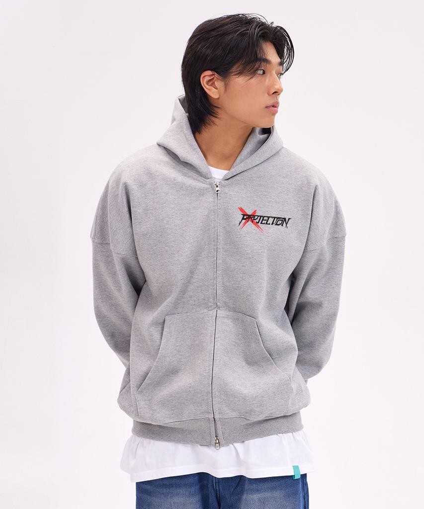 Astral Projection Projection X Overfit Wide Shoulder Zip-Up Hoodie_Melange