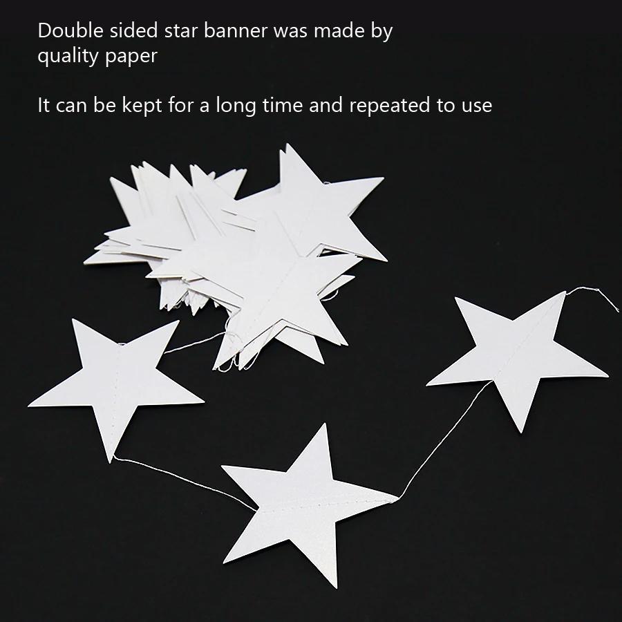 4M 7cm Shining Star Paper Drop Garland Banner Gold Silver Bunting Banner For Baby Shower Kids Room Wedding Hanging Decoration
