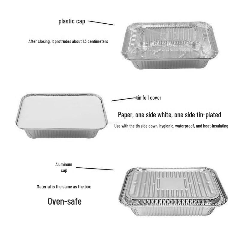 Yudefeng Rectangular Disposable BBQ Aluminum Foil Takeaway Boxes, 410ml