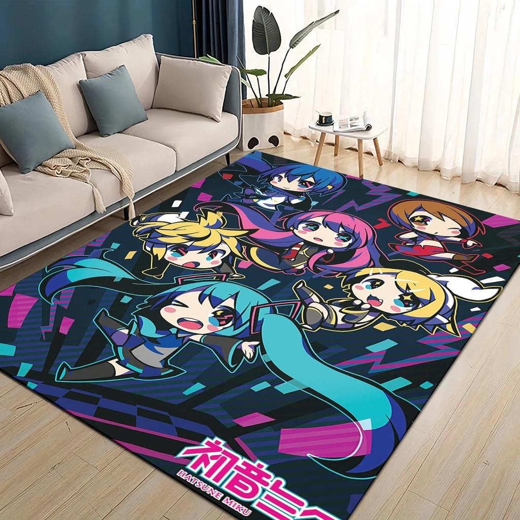 3D M-MIKUS Music VOCALOID Cartoon Girl Rug Carpet for Living Room Bedroom Home Decor,kids Play Non-slip for Sofa Doormat