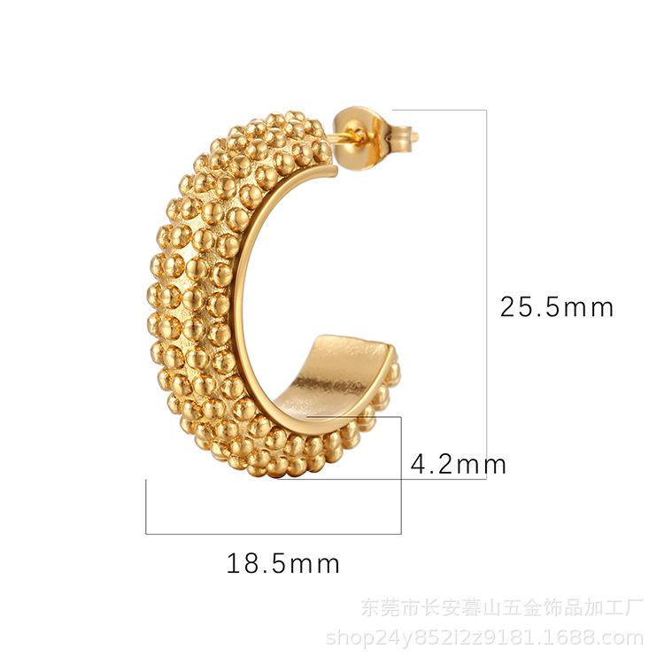 18K Gold Titanium Steel Earrings Women's Geometric Stainless Steel Irregular Versatile Earrings