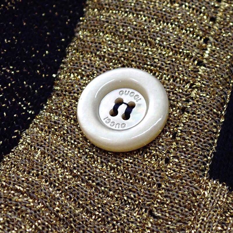 Gucci 529193_X9W83_4921 M Cardigan Navy/gold Cotton Mens