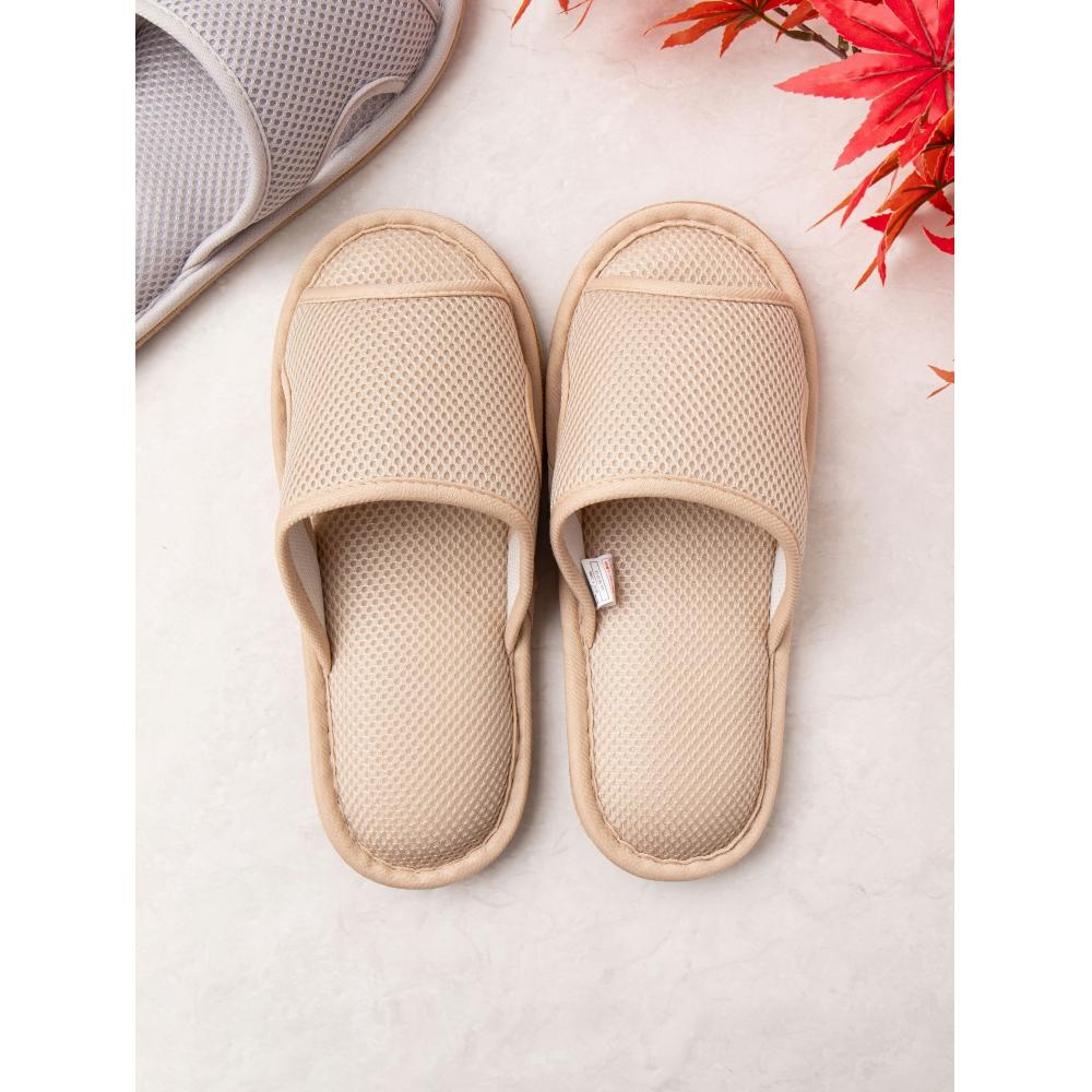 Daiso Side Slit Mesh Fabric Living Room Shoes beige