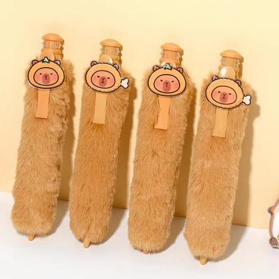 Cute Capybara Plush Pen Funny Super Large Press-On Gel Pen Quick Drying Soft Grip Stationery Writing Tool 0.5Mm Neutral Pen Gift