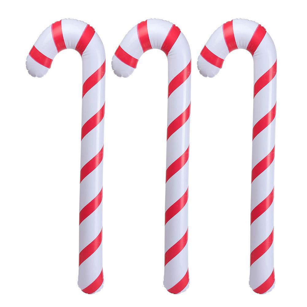 Home Party Balloons Christmas Candy Cane Inflatable Toys Crutch Balloons Santa Claus Walking Stick