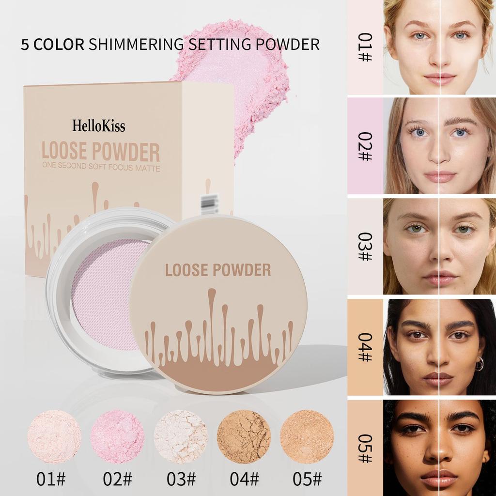 Private Label Face Makeup Translucent Loose Powder Custom Logo 5 Colors Natural Oil-Control Waterproof Mineral Setting Powder