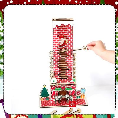 DIY Holz Weihnachtsmann Ankunftskalender 24-Tage abnehmbarer Countdown Aufsteller Weihnachtsdekoration