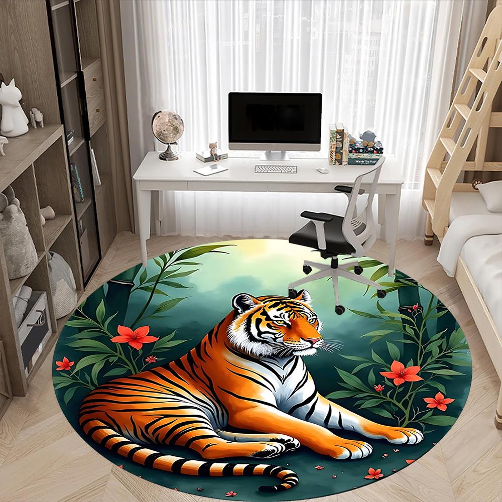 1pc Tiger Floral Chair Carpet for Office, , Non-slip carpet, Very suitable for offices, farmhouses,Outdoor carpet yy251120064