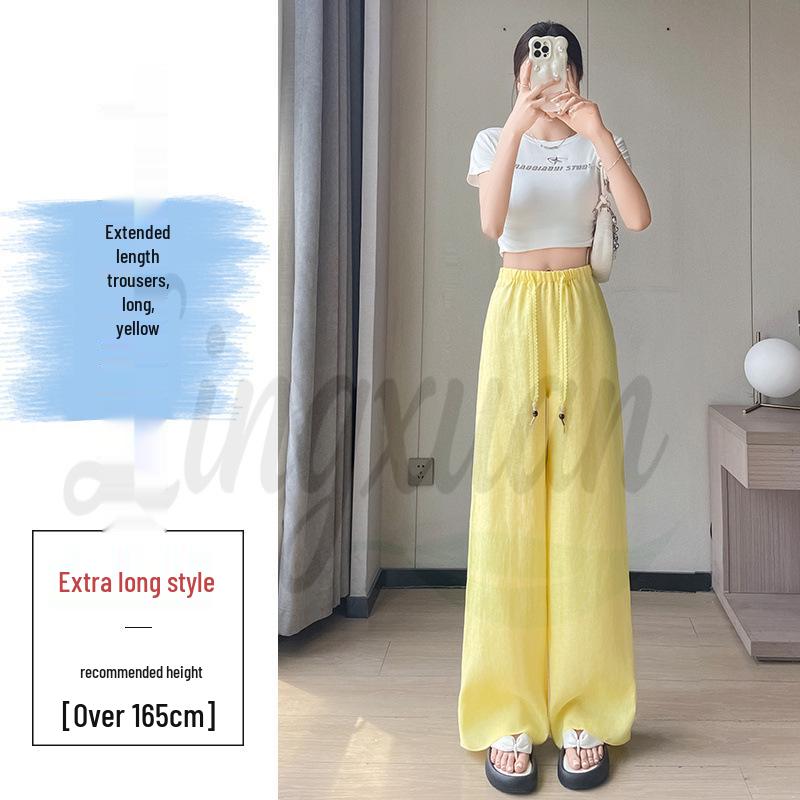 2026 Women s Tencel Linen Wide-Leg Pants: Summer Lace Cotton Sun Protection, Floor-Length S