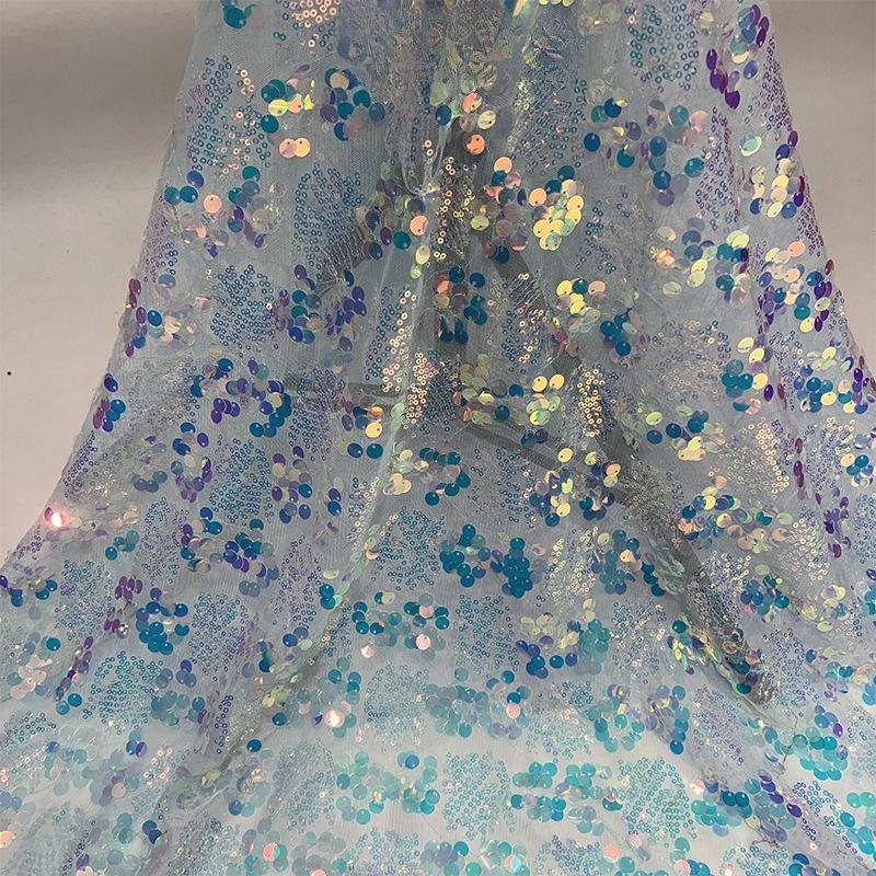 

5mm Multicolour Scale Sequins Fabric Glitter Embroidered Material for DIY Clothes, Skirts, Dresses, handmade DIY, Etc. 1Yard