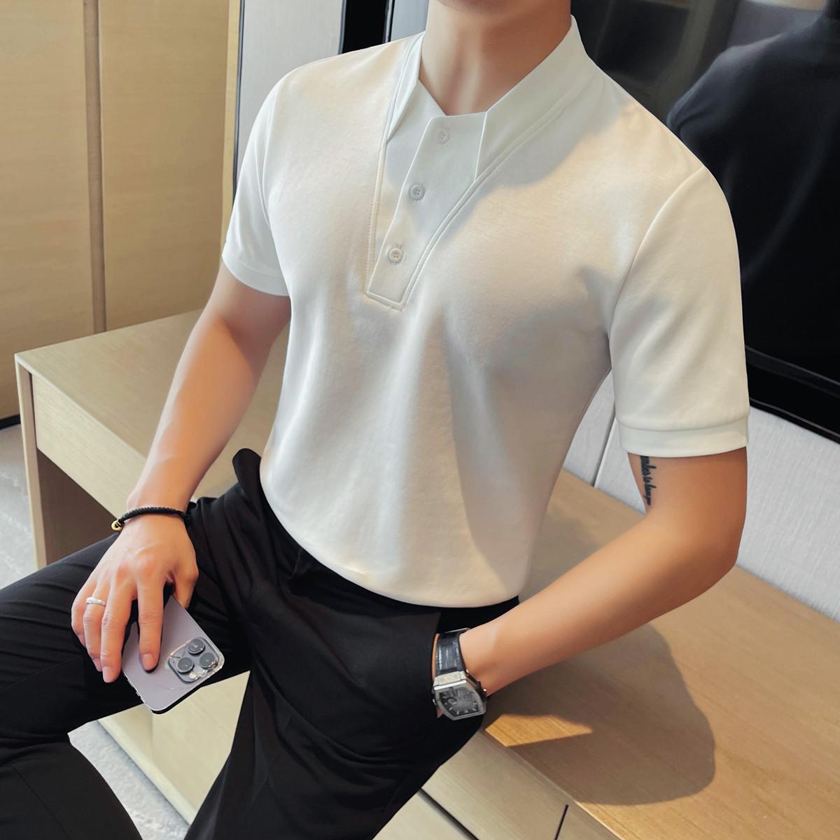 

Xiaohongshu Top Pick: Men s Slim-Fit Short-Sleeve Casual Two-in-One T-Shirt - Solid Color, Versatile Design M білий