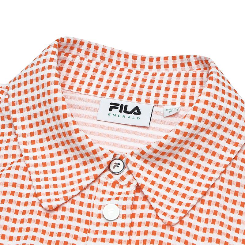 FILA SS24 Emerald Series Fashion Casual Comfortable Knitted Short Sleeve Dress Women dresses Orange F11W424315FOR