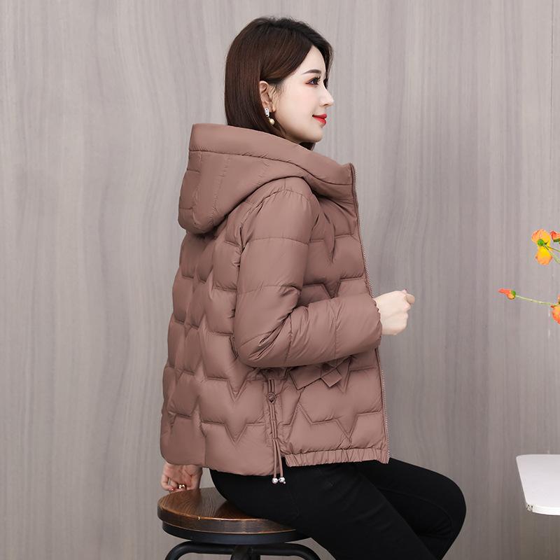

Куртка-пуховик с капюшоном для мамы, тонкая стеганая куртка, короткое зимнее пальто 4XL темно-коричневого