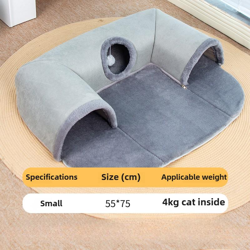Nid Pour Chat Tunnel Gris En Forme De U, Design Détachable Chaud Et Confortable, Jouet Pour Chats, Imperméable, Attire L'attention
