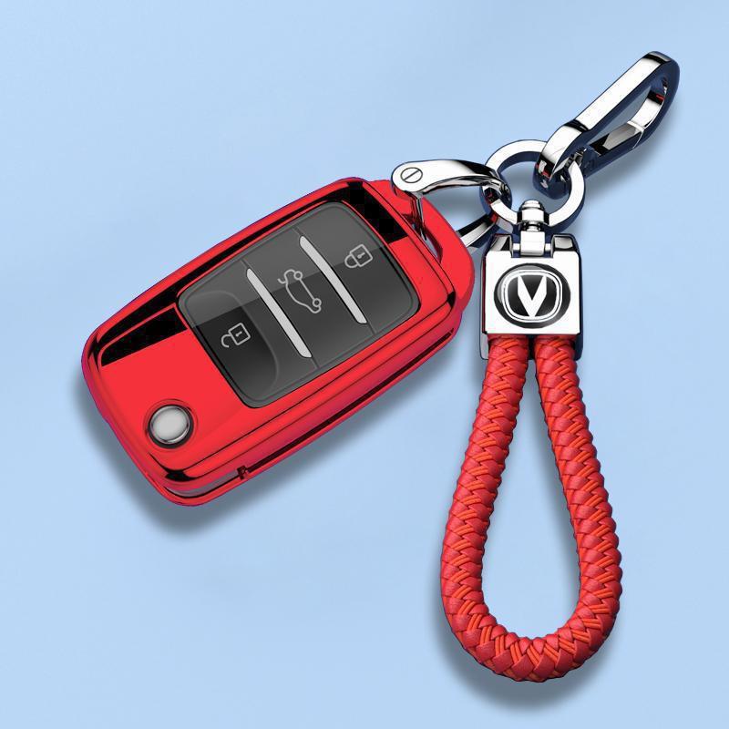 TPU Car Key Cover Changan Oushang A800 2017-2019 Manual 1.6L Elite Model Slim Foldable Design With Optional Leather Loop