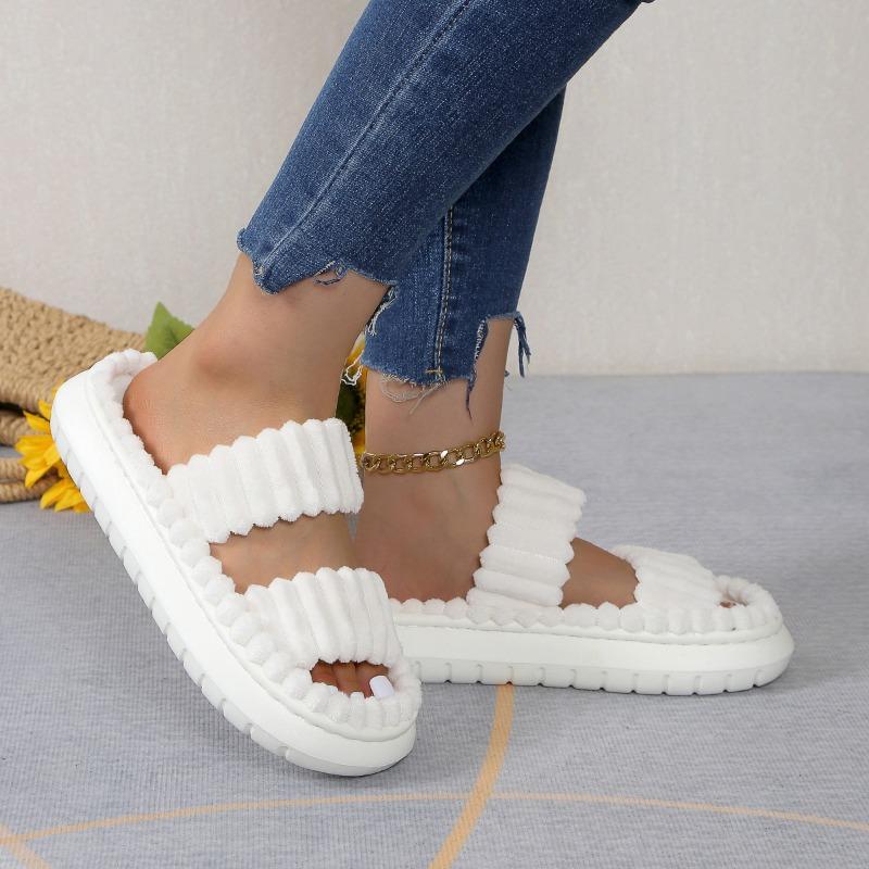 Mode 2024 Herbst und Winter Neue Damen Hausschuhe Offene Zehen Indoor-Hausschuhe Leinensohle Rutschfeste Badezimmer-Hausschuhe