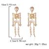 Full Rhinestone Halloween Skeleton Earring Exaggerated Punk Gift Women's Earrings Festival Party Jewelry Skull Dangle Earrings