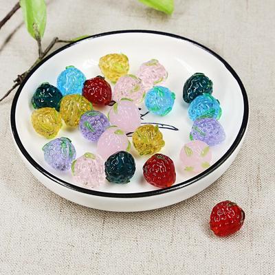 Strawberry Shape Coloured Glaze Colorful Glass Pendant For Jewelry Making DIY Bracelet Necklace Earring