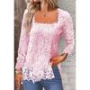 Autumn Winter New Women's Long Sleeve Top, Square Neck U-Neck Lace Base Shirt Blouse for European American Foreign Trade