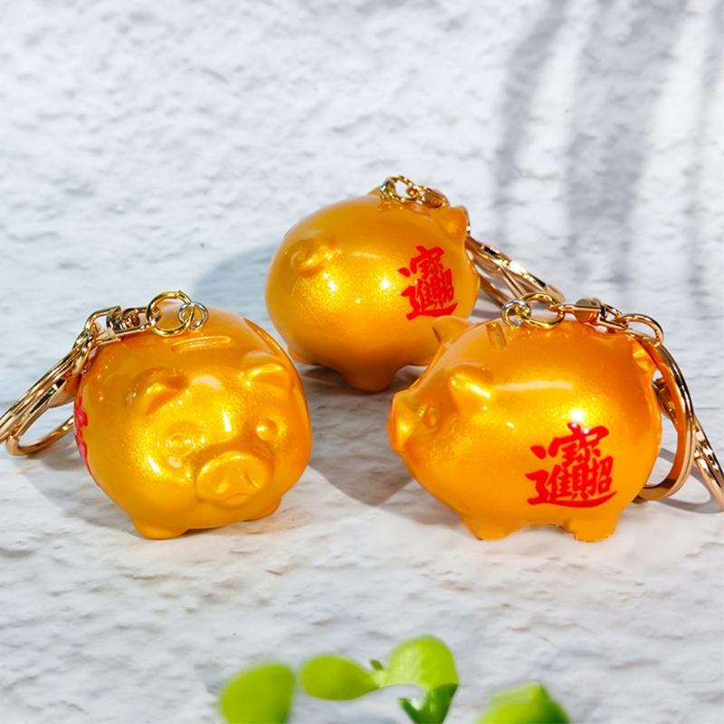 Prosperous Charm Pendant Keychain 2026 Golden Rubber Charm Keyring For Good Fortune Decoration And Daily Wear Use