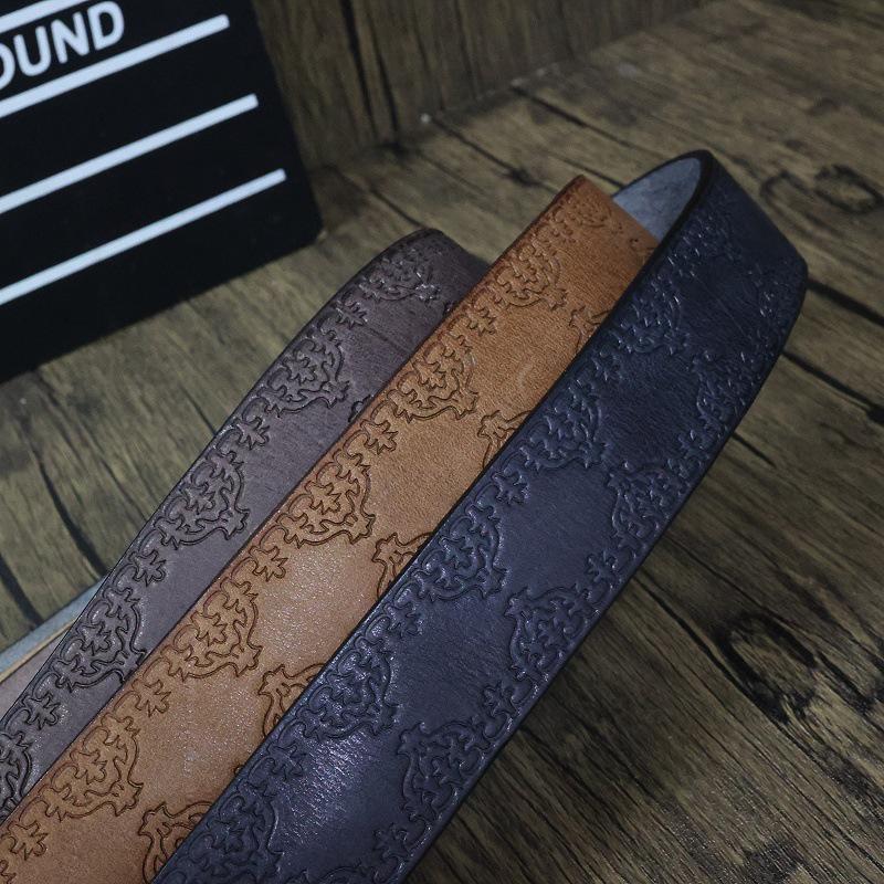 Vintage Handmade Women's Genuine Leather Belt with Copper Buckle - First Layer Cowhide, Versatile for Jeans, Personality Pattern, Casual Style.