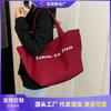 Niche Red Canvas Bag New Casual Letter Printing Canvas Shoulder Bag Large Capacity Student Bag