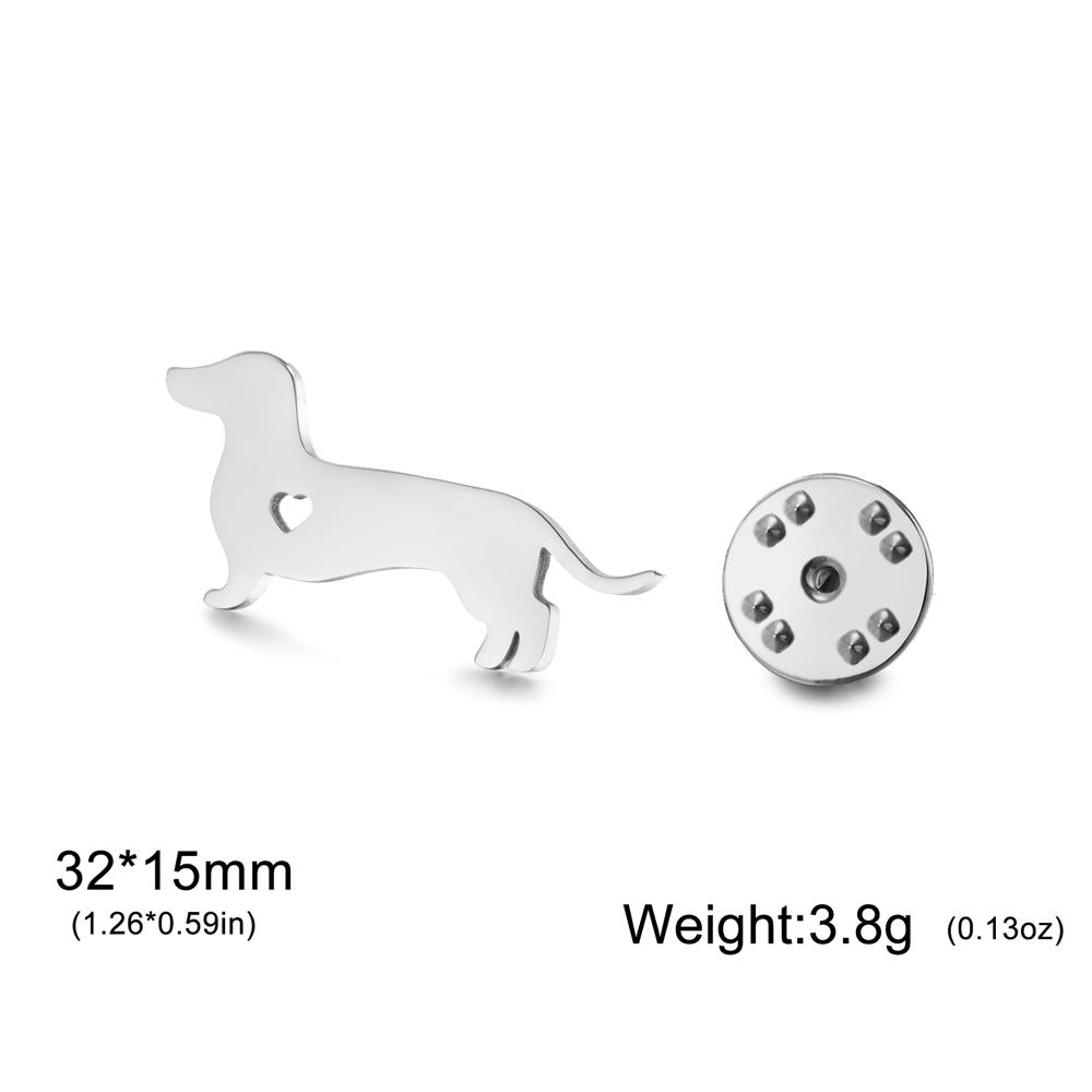 Dackel Hunde Broschen Pins Edelstahl Hohl Ausgeschnittenes Herz Wursthund Revers Pin Schmuck Welpe Haustierliebhaber Geschenke für Hundemamas Papas
