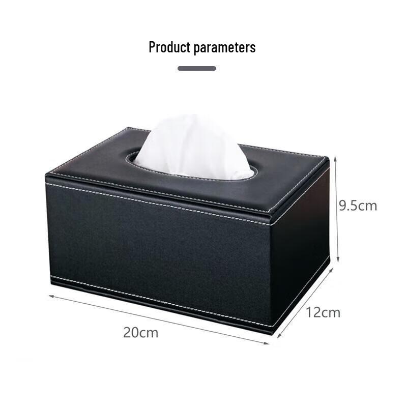 JINGRUIXIANG Square Leather Desktop Organizer with Pen Holder and Tissue Box