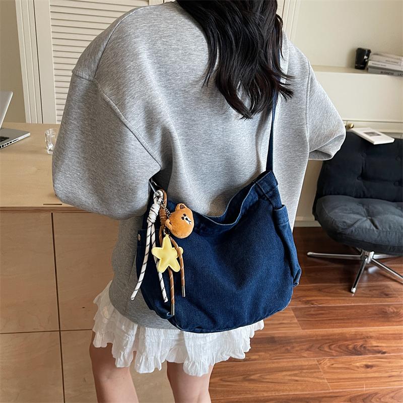 Denim-Umhängetasche mit großer Kapazität Damen Retro Pendler Umhängetasche