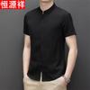Hengyuanxiang Men's Chinese Style Printed Stand Collar Short Sleeve Shirt