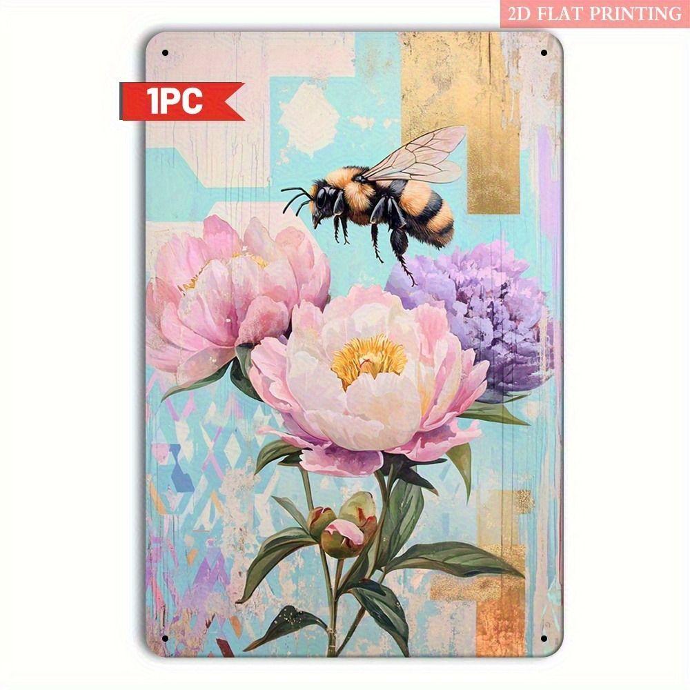 Vintage Metal Tin Sign Bird Feeding Chicks on Flowers Florist Decor For Living Room 20x30cm