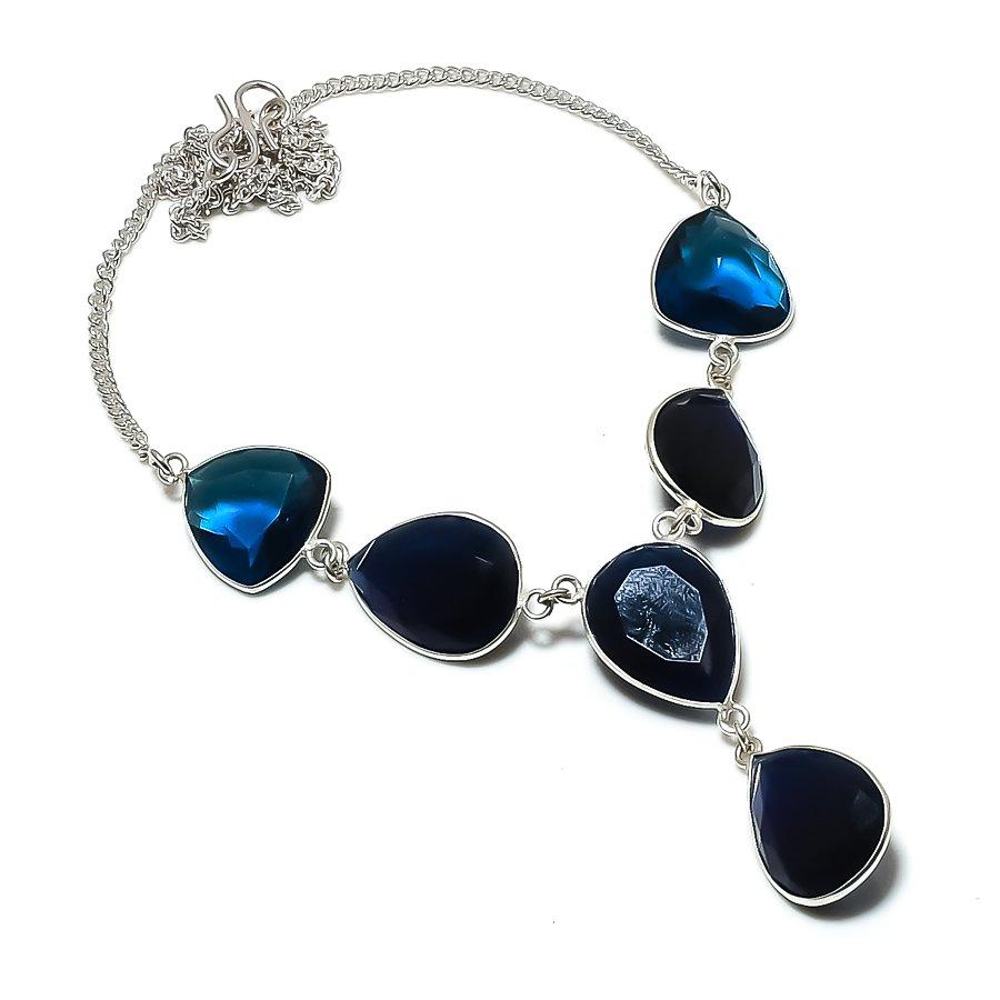 Natural Iolite Quartz Gemstone 925 Sterling Silver Jewelry Necklace 18 ASN-6084