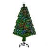 Illuminated Artificial Christmas Tree 120H Cm LED Fiber Optic Multicolor + Stand Support 130 Branches Shining Top Star Green