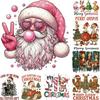 Calcomanías de transferencia de hierro para fiesta de Navidad de animales, pegatinas fáciles de imprimir, parche Diy para regalo de ropa