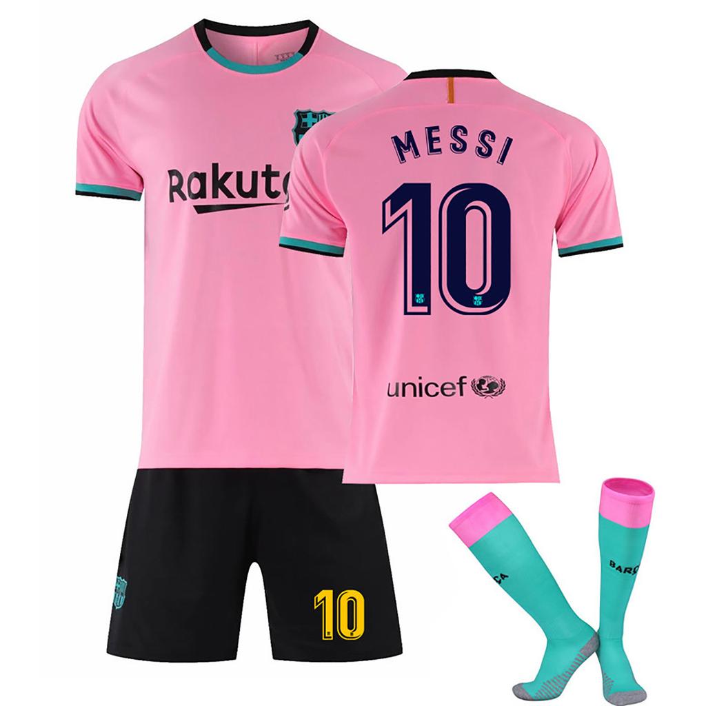 Classic Children's Football Training Suit Set with A Messi Barcelona 20/21 Size 20/21 Shirt