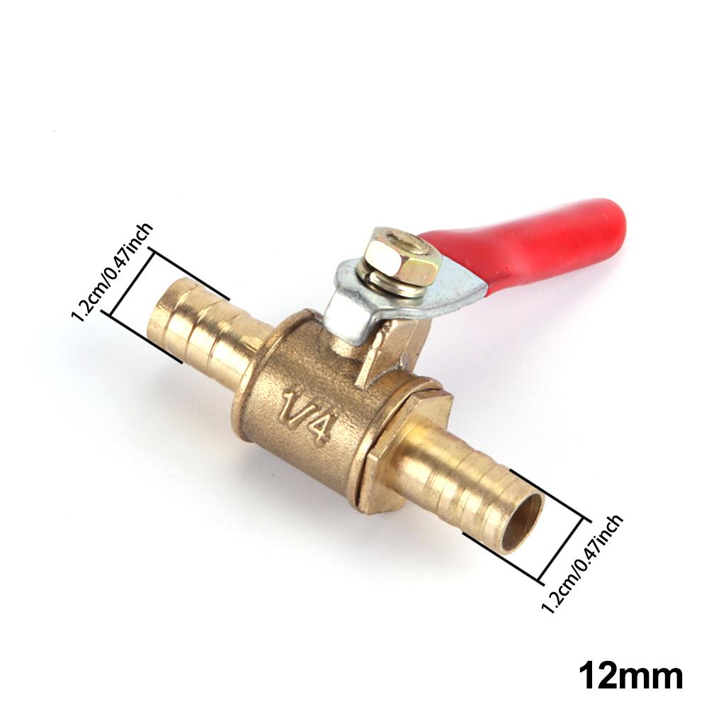 1/4 Kleines Ventil 6mm 8mm 10mm 12mm Schlauchtülle Inline Messing Wasser Öl Luft Gas Hahn Absperrventil Kraftstoffleitung Kugelhahn Rohrverschraubungen mit rotem Griff