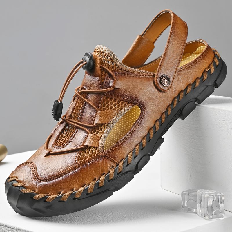 Fashion Fashionable Summer Large Size Hollow Breathable Beach Sandals Trendy Jacket Casual Online Shoes Men's Slippers Rubber Sole